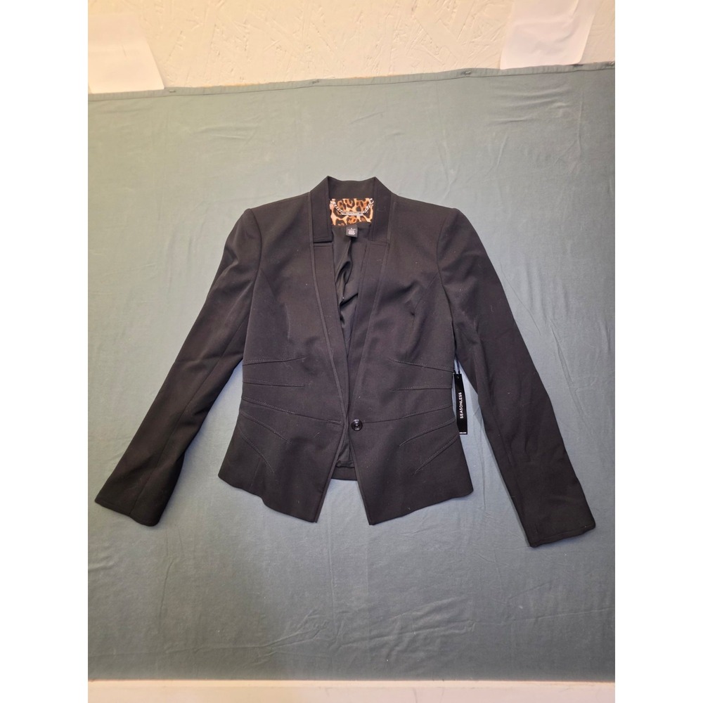White House Black Market Blazer Black 2 NWT Seasonless Leopard Lining